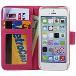 Wholesale iPhone 5C Simple Flip Leather Wallet Case (Hot Pink)